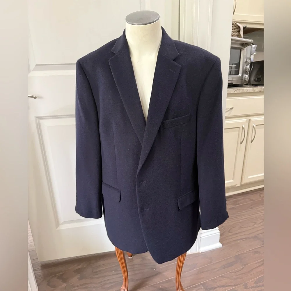 RALPH LAUREN 100% Camel Hair 2 button Classic Blue Sport Coat Size 48R